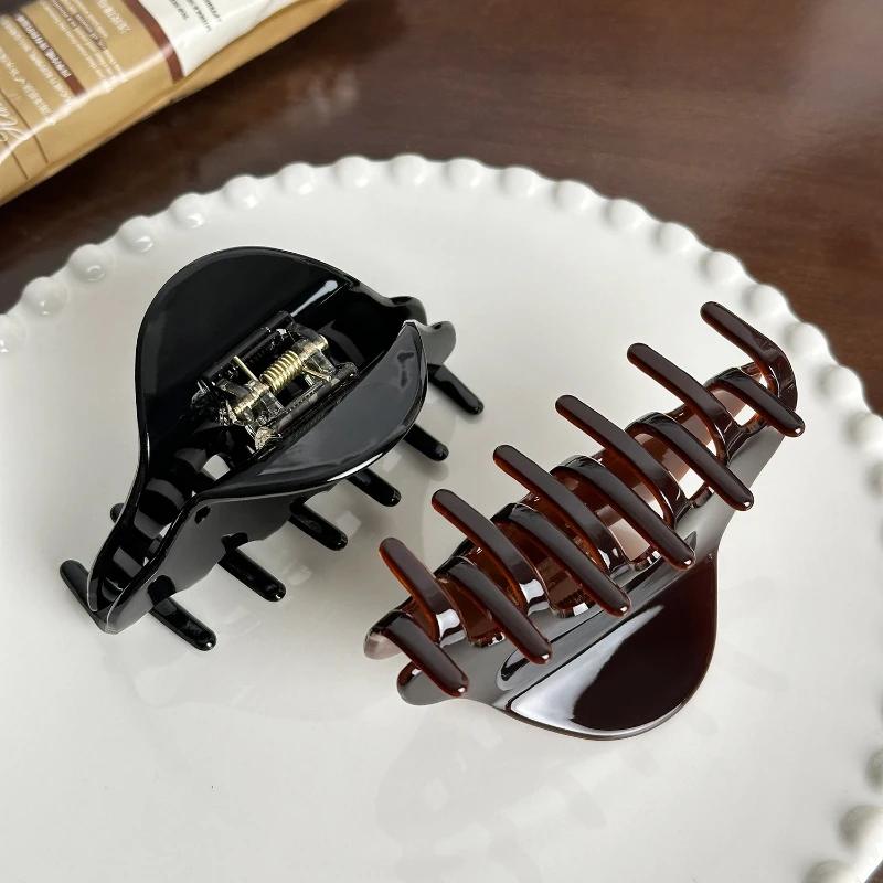 Retro High Quality Acetate Hair Claw Barrettes Womens Temperament Hairpins Simple Shark Clip Crab Hair Clips Lady Headdress New