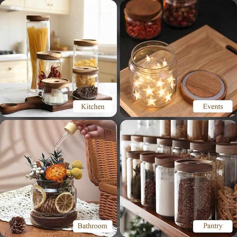 Glass Jars with Airtight Lids,11oz Mini Kitchen Pantry Storage Containers for Sugar,Spice,Salt,Matcha,Nuts, Sauce,Cocoa powder