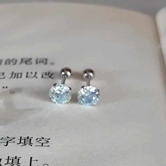 

PANJBJ 100% 925 Sterling Silver Blue Zircon Earring for Women Classic Minimalism Office Design Jewelry Gift Dropshipping