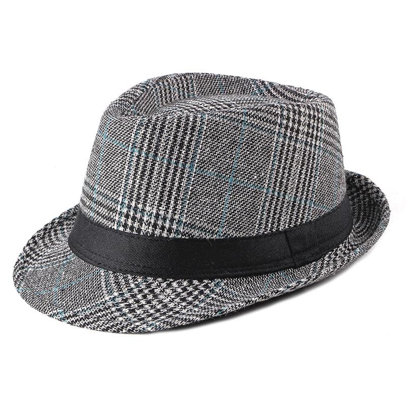 Autumn Winter Men's Woolen Jazz Hat British Plaid Hat Women's Hat