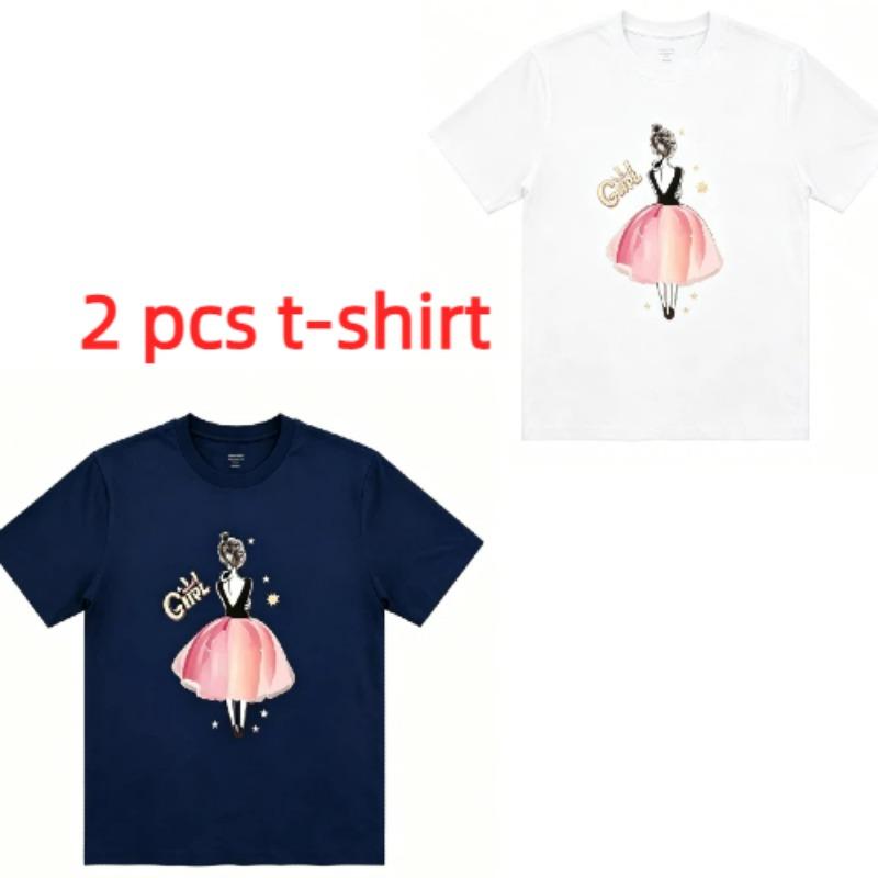 Fun The Girl Waiting Print Women's T-Shirts Summer Fashion Street Outdoor Casual T-shirt Tops for Men's and Women's Tees Top