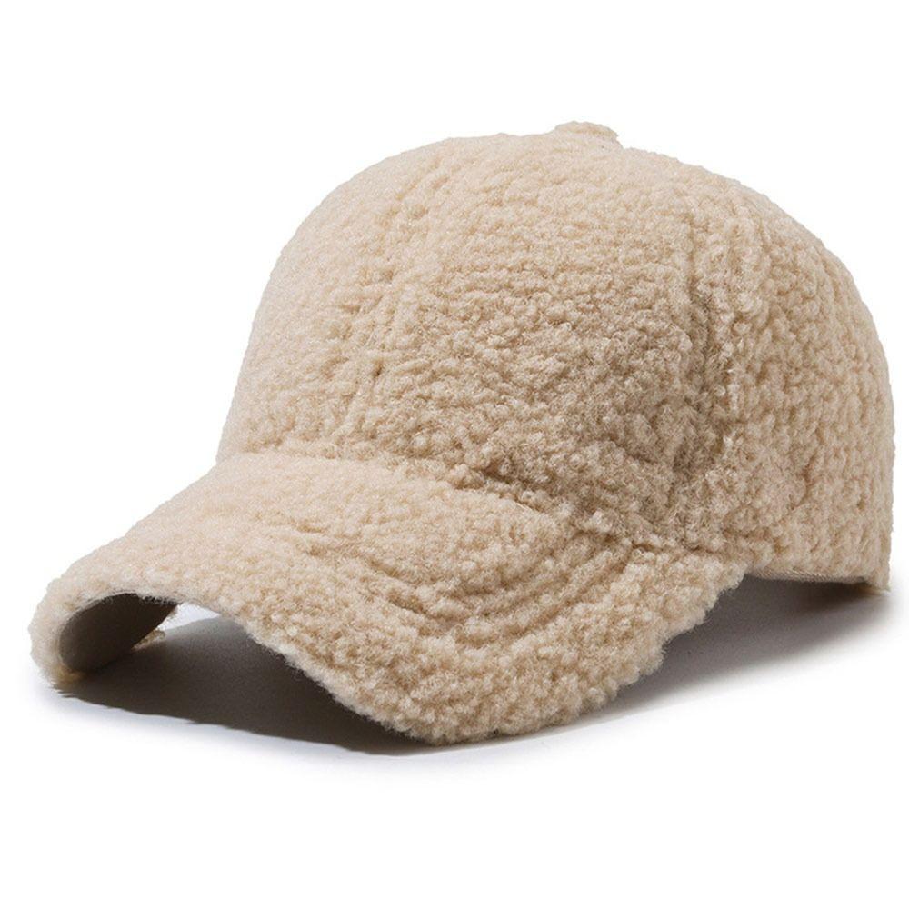 Warm Outdoor Dad Hat Artificial Lamb Wool Autumn Winter Hat Plush Baseball Cap  for Women & Men