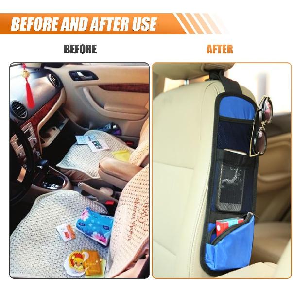 2PCS Front Seat Storage Bag, Multifunctional Seat Hanging Bag Car Mesh Net Pocket Handbag Holder, Multi-Pocket Car Seats Side Storage Organizer Holds