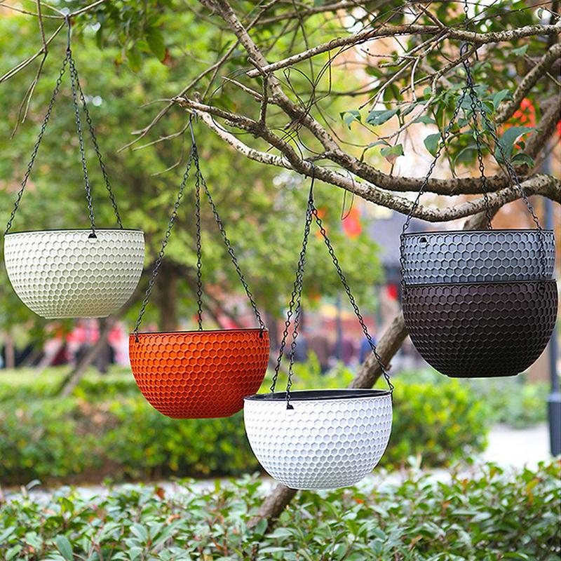 Upper Diameter 16.5Cm Rattan Plastic Hanging Basket Succulent Green Plant Hanging Pot Honeycomb Hanging Pot