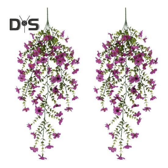 Hängende Blumen für den Außenbereich, UV-beständig, Kunstblumenstrauß, ganzjährig, künstliche Rankenblumen für Fenster, Garten, Veranda, Hochzeitsdekoration