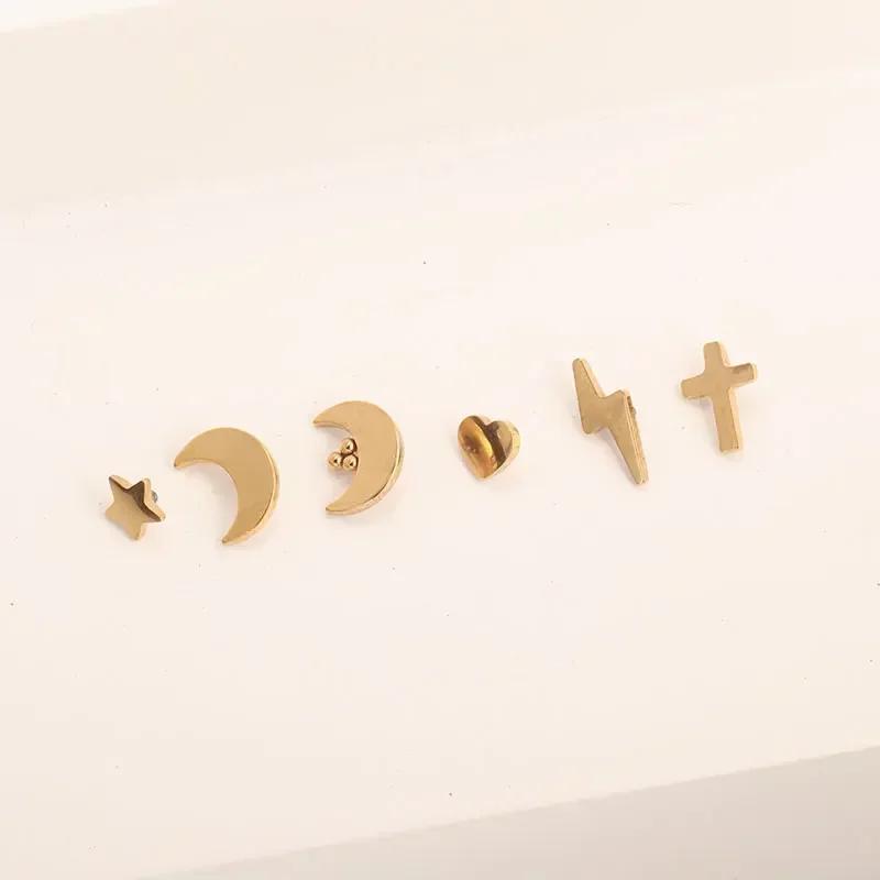 10Pz F136 Titanio Stella Luna Micro Anchoria Dermica Piercing Top Skin Diver Superficiale Labret Lingua Sopracciglio Piercing Gioielli per il Corpo