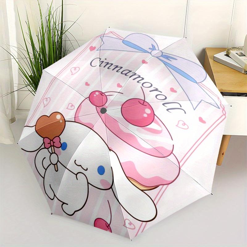 1pc Sanrio Cherry Cake Cinnamoroll Cartoon Umbrella, Portable 3-Fold Compact Umbrella, Suitable for Camping, Hiking and Travel, Ideal Easter Birthday
