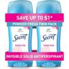 Secret Persperant Deodorant Unsichtbar Festes Puder Frisch Doppelpack 5,20 oz