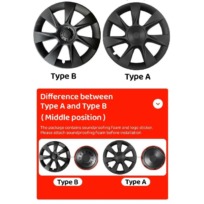 4PCS Wheel Caps for Tesla Model Y 2018-2024 Automobile Replacement 19 Inch Hubcap Performance Hub Cap Full Rim Cover Accessories