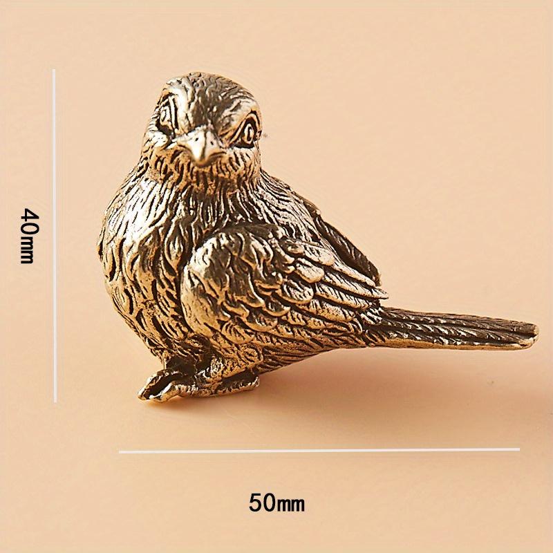 1 PC Vintage Solid Brass Jewelry Antique Small Sparrow Handle Piece Miniature Sparrow Tea Favor Antique Brass Bird Sculpture