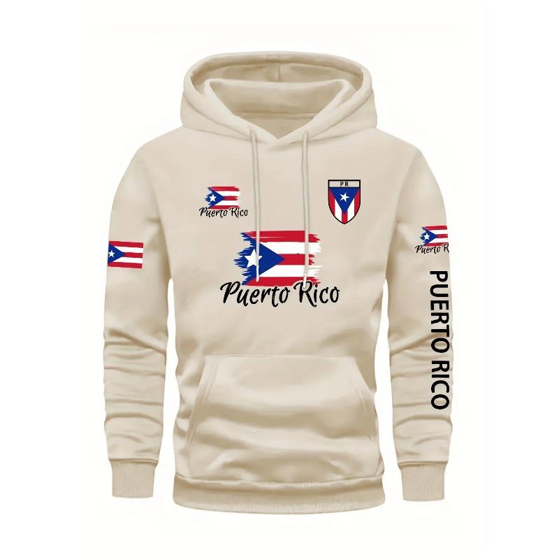 Men's Puerto Rico Flag Hoodie Casual Long Sleeve Sweatshirt Front Pocket Comfortable and Stylish for Fall/Winter
