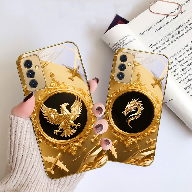 Gorgeous golden airplane For Samsung Galaxy S 21 S22 S23 Plus S24 Ultra S20 FE 25Ultra S21+ S9+ 22Plus Golden glass phone case