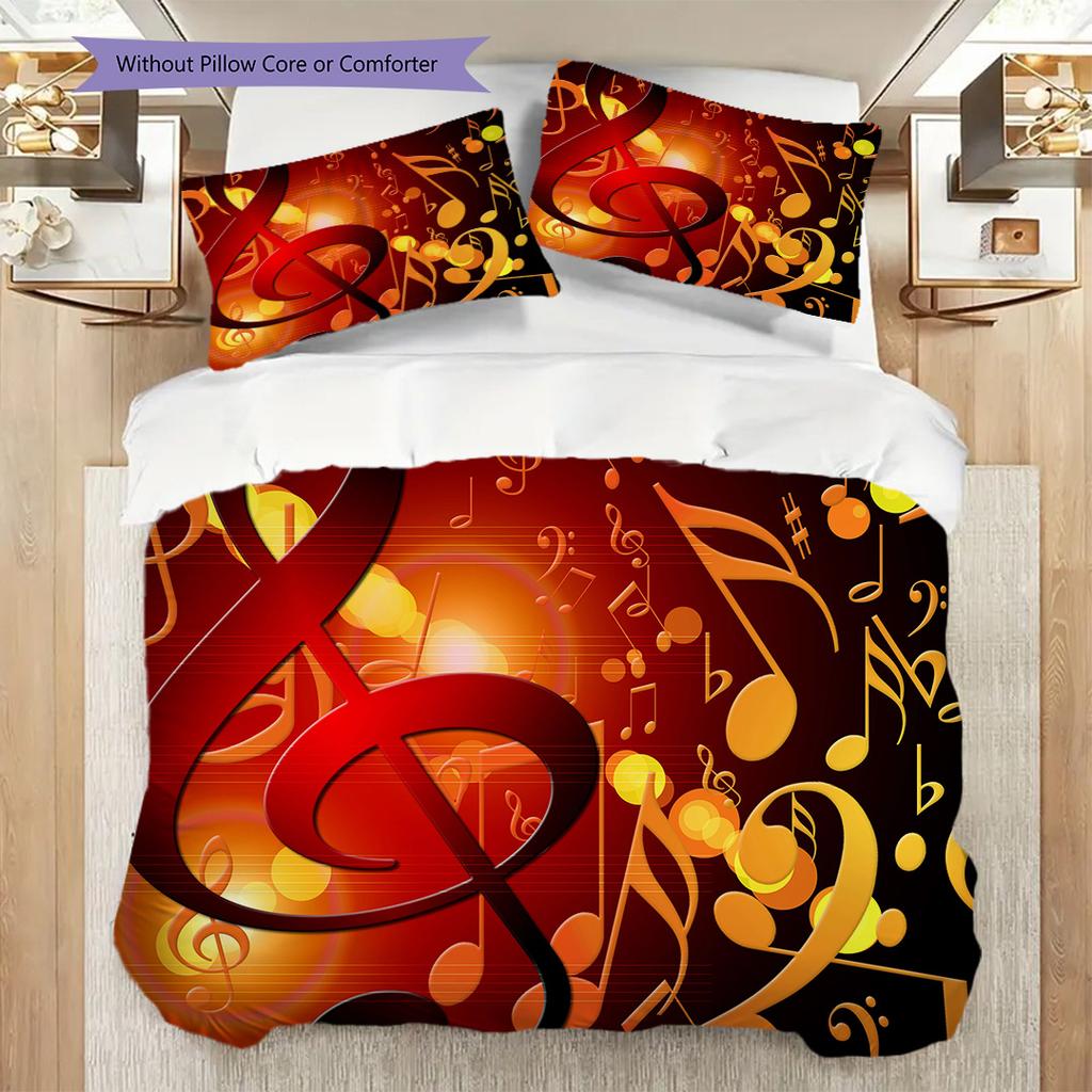 1PC Music, guitar Theme Bedding Quilt Set Quilt Cover Pillowcase Home Decoration Birthday Gift (1 * duvet cover + 9 * pillowcase, without core)