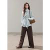 Women's Waist-Cinching Stand-Up Collar Shirt