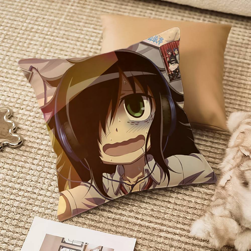 Funny Blushing Girl Design K-Kuroki T-Tomoko Pillow Case Anti-dustmite Invisible Zipper Sofa Bed