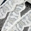 White Organza Beads Embroidery Wavy Barcode Clothing Cuffs Waist Jewelry Decorative Accessories Lace Accessories