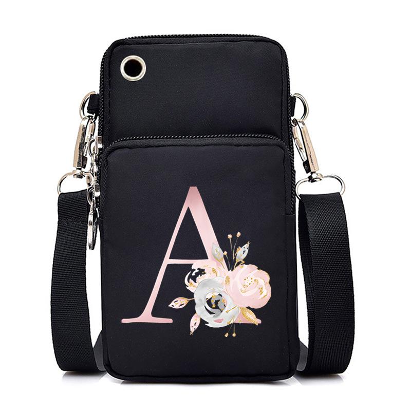 

Сумка-слинг черная с принтом букв, повседневная, портативная, многофункциональная, для мобильного телефона 20*10cm