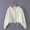 Women S Solid Color Hooded Knit Cardigan Zip Sweater Coat Loose V Neck Autumn Winter