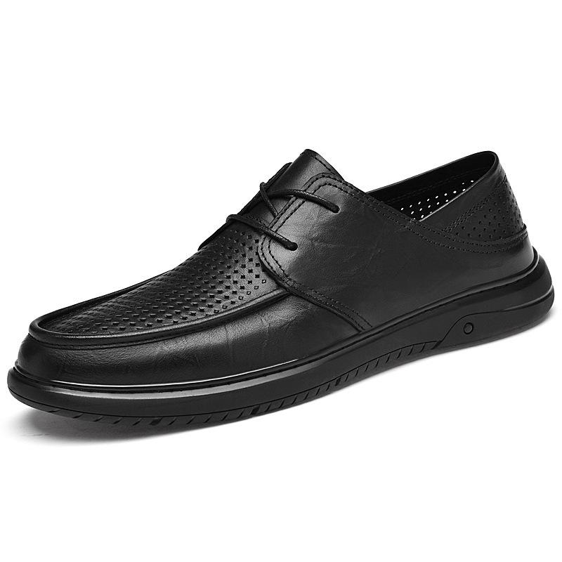 Men s Cross-Border Leather Lace-Up Formal Shoes - Cowhide Casual Loafers, Fashionable Plus Size. 40