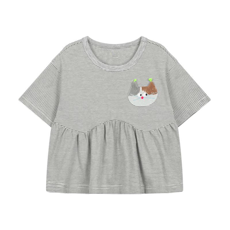 M.Latin Girls' Striped Animal Print Short Sleeve T-shirt