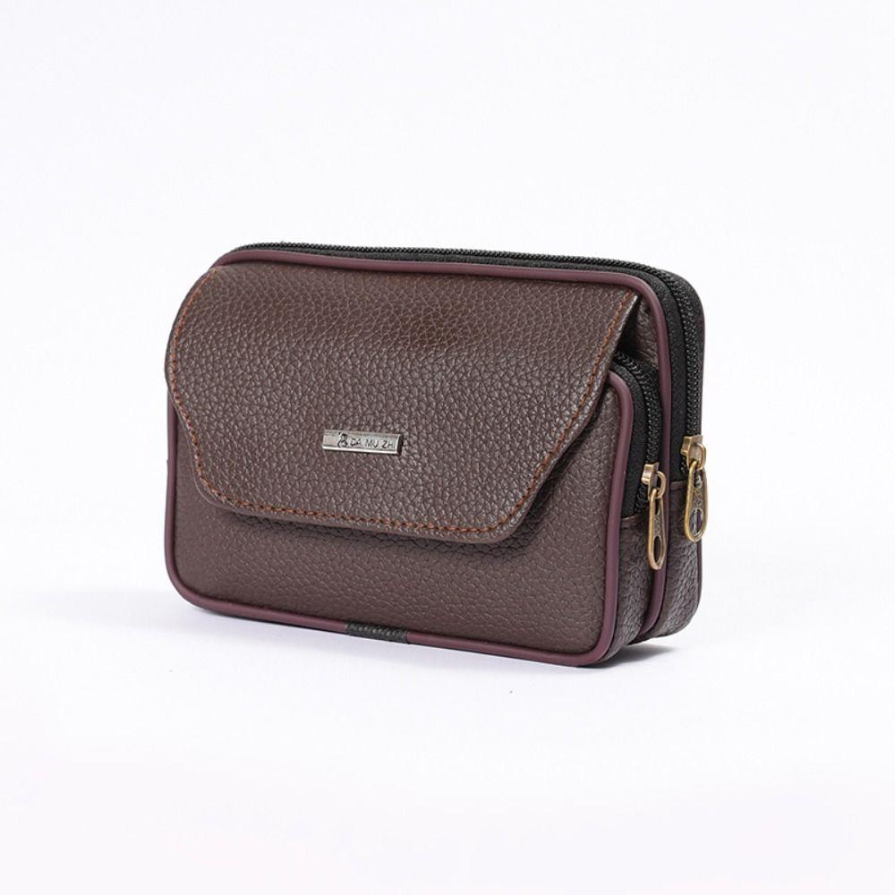 Casual PU Leather Men Waist Bag Travel Waterproof Bum Belt Pack Sport Comfortable Phone Pouch