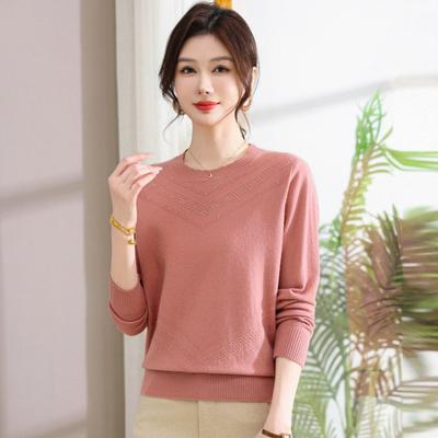 Loose Casual Fashion Crew Neck Versatile Bottom T-Shirt Women's Year Top Autumn Women's Long Sleeve Knitted Shirt
