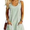 Casual Cotton Polyester Striped Pocket Aline Dress For Spring And Summer Wear