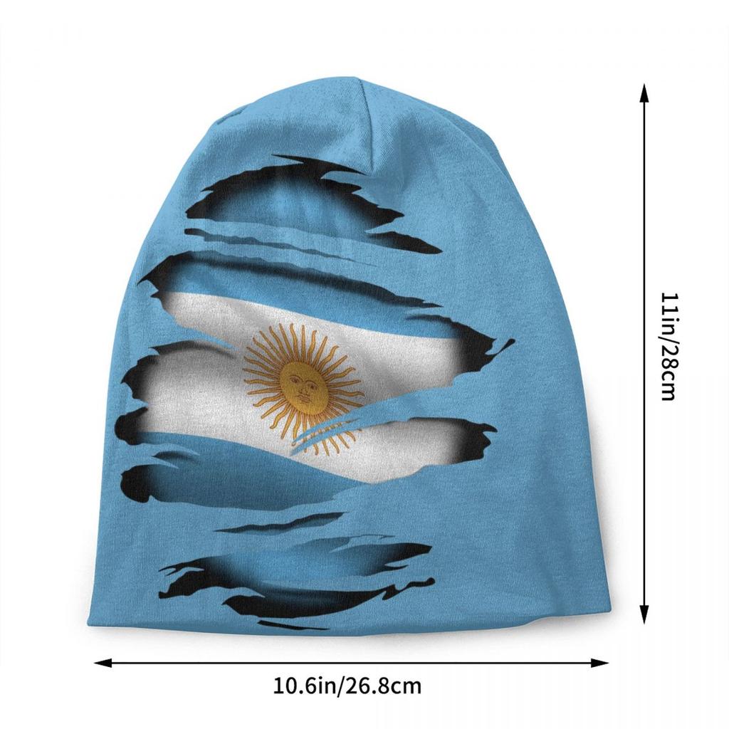 Argentinien zerrissene Flagge Tattoo Skullies Beanies Caps Streetwear Winter warme Strickmütze Unisex Erwachsene argentinische stolze Motorhaube Hüte
