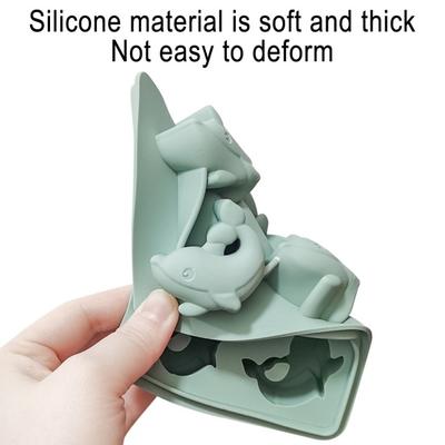 Silicone Ice Tray with Lid Dolphin-Shaped Ice Mold 6-Cavity BPA-Free Easy Release Ice Cube Maker for Cocktails