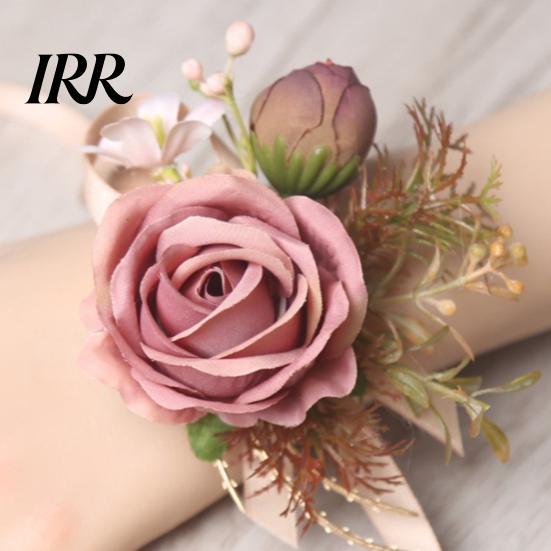 Durable Flower Pin Rose Bud Wedding Set, Wrist Corsage for Bride Bridesmaid High Simulation & Boutonniere Groom Groomsman, Artificial Silk Floral