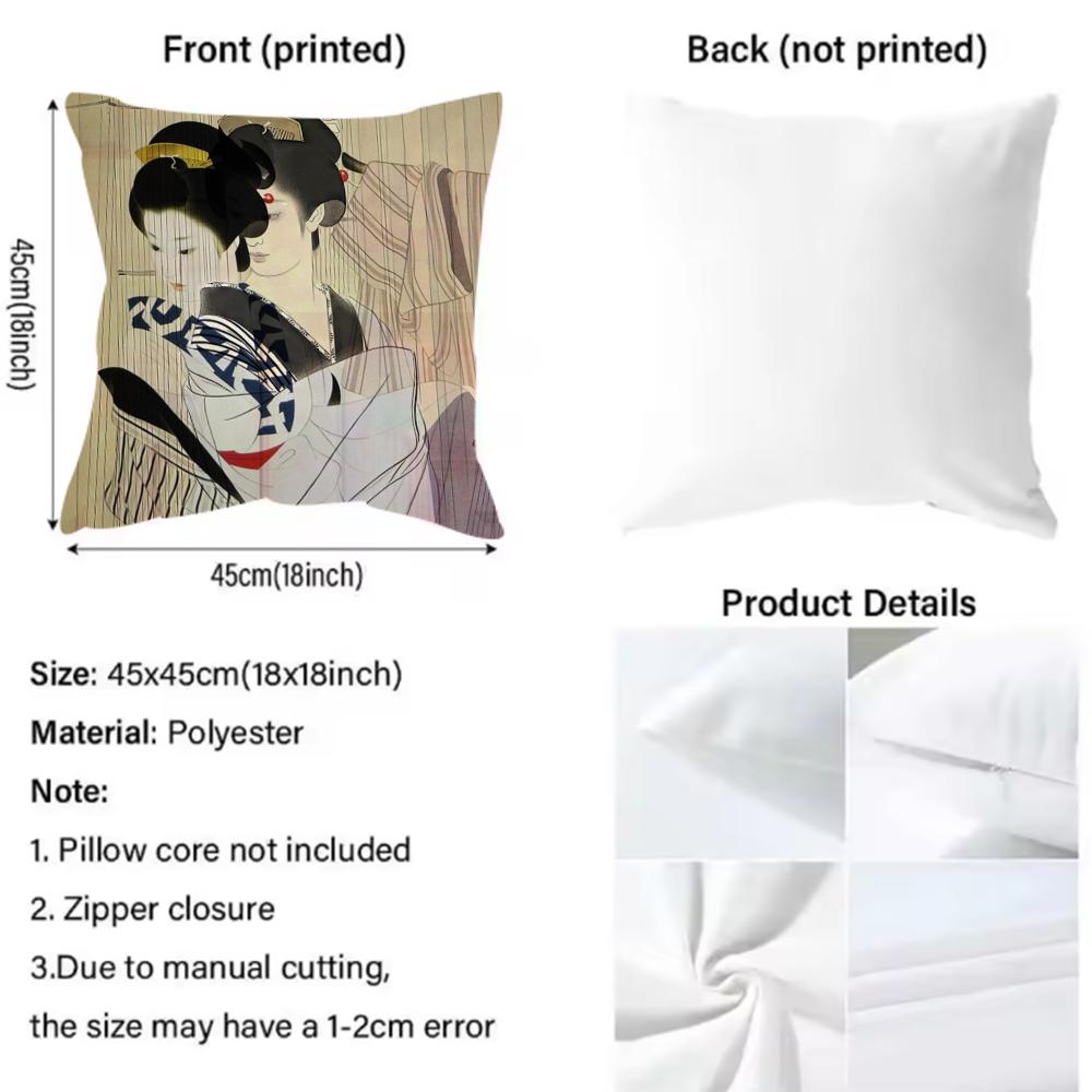 Classic Japanese Lady Pillow Case Anti-Dustmite Pillowcase Invisible Zipper Silky Short Plush Sofa Cushion Cover