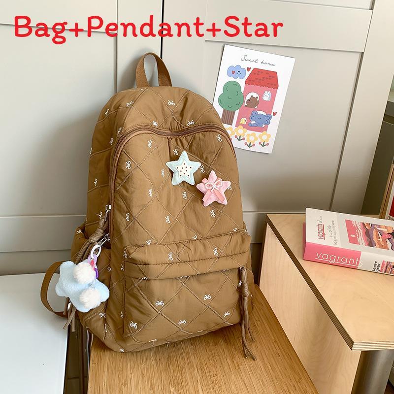 Embroidered Backpack For Girls With Waterresistant Nylon Material For Casual Travel