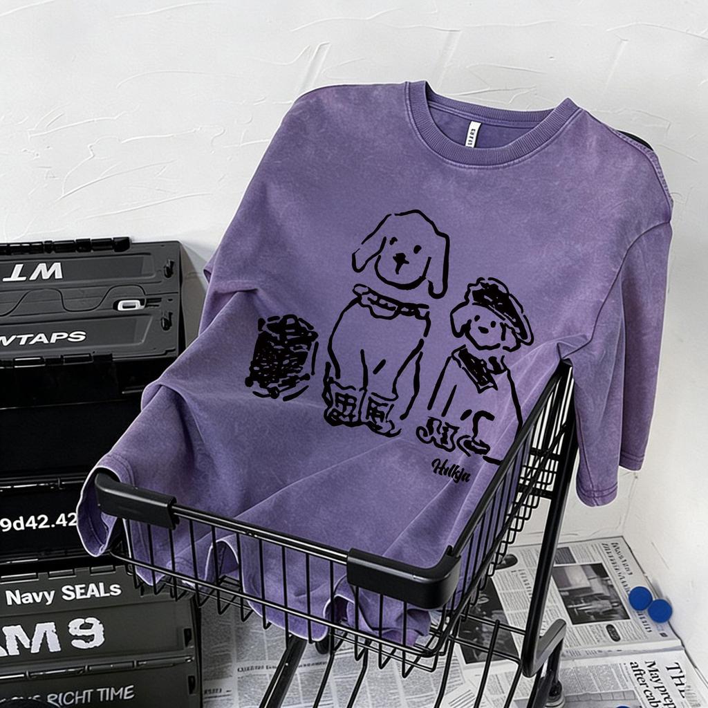 Unisex Vintage Gewaschenes Baumwoll-Kurzarm-T-Shirt - Trendiger Europäischer und Amerikanischer Lockerer Schnitt
