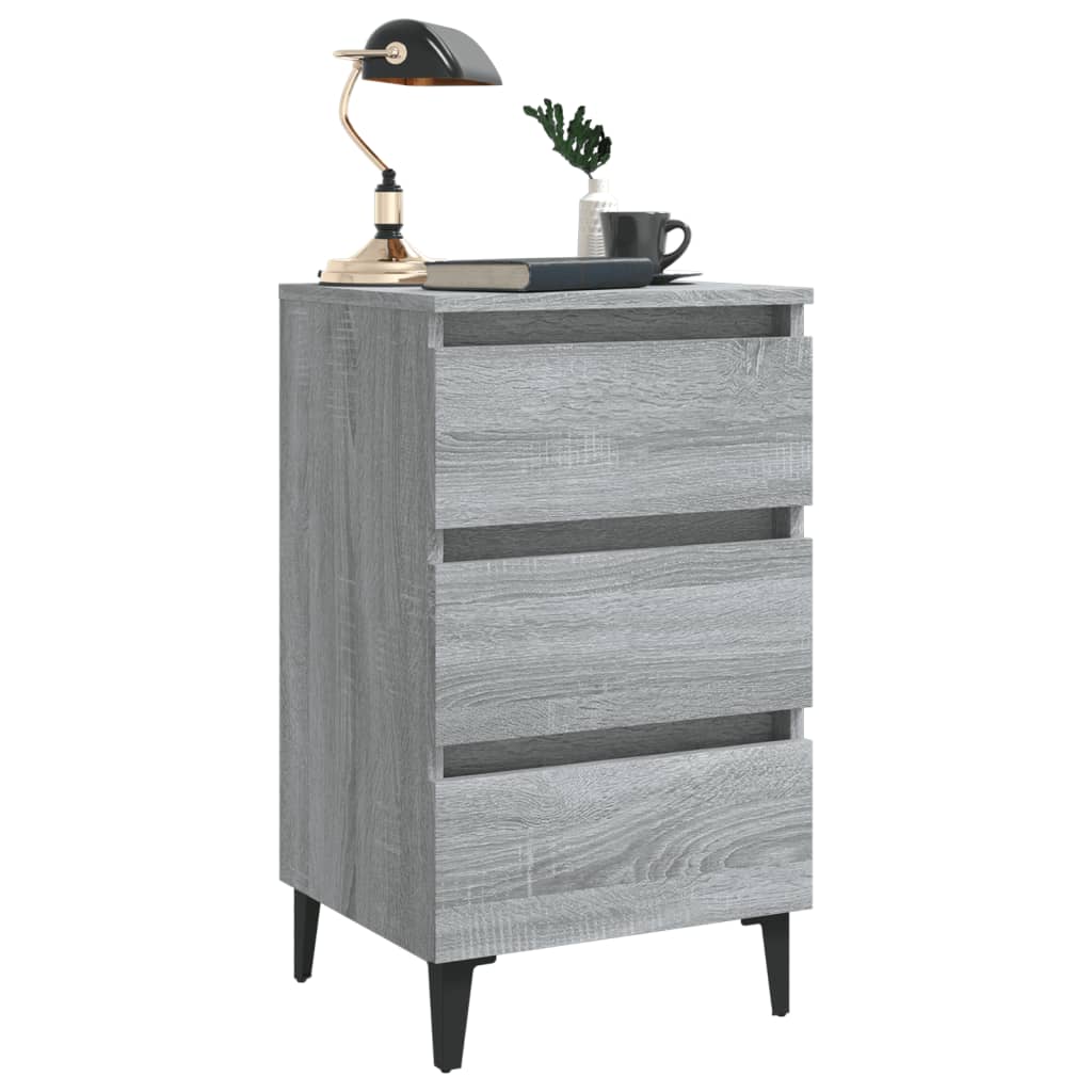 Nightstand with Metal Legs Grey Sonoma 40x35x69 cm