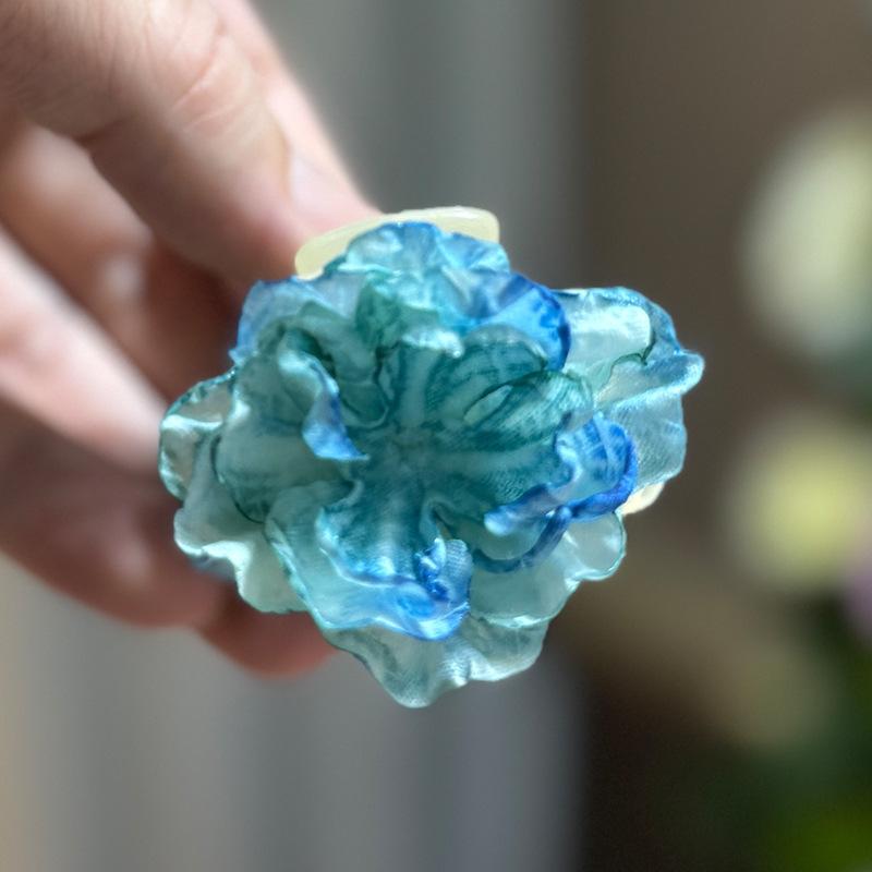 Сушеный цветок камелии Захват Женская заколка Для волос Зажим для волос Маленькая акула Сзади