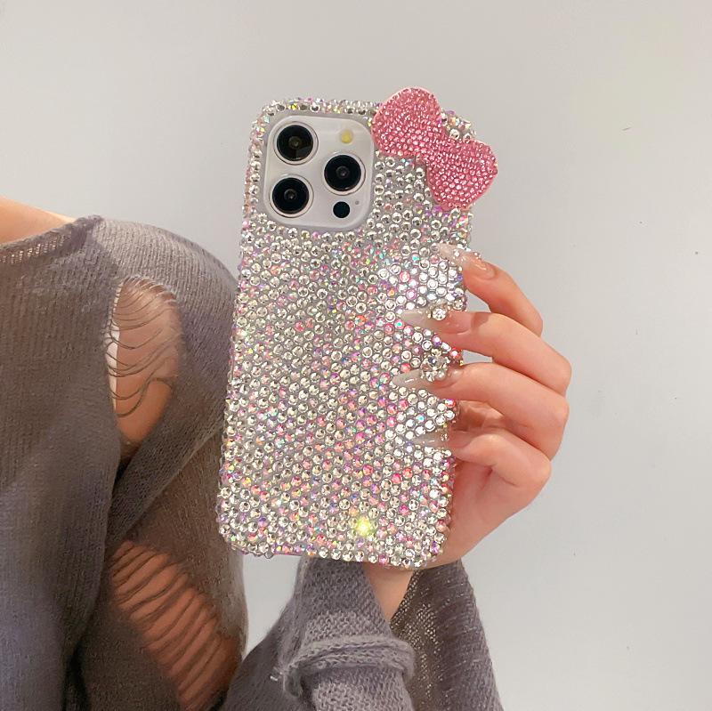 iPhone 16/17 Pro Max Luxury Rhinestone Bow Case for Girls