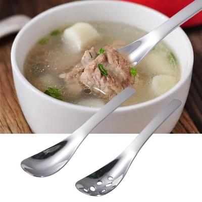 Dinnerware Long Handle Dessert Spoon Silver Scoop Colander Minimalist Stainless Steel Soup Spoon Restaurant