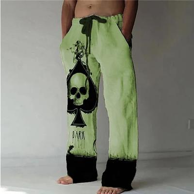 Nouveaux pantalons décontractés pour hommes Pantalons à jambes larges à motif de crâne pour hommes cent pantalons à jambes larges imprimés numériques 3D