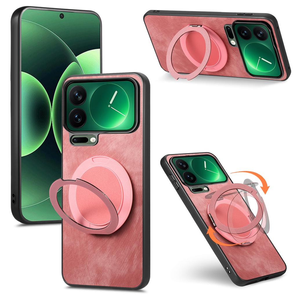 Business 360 Rotating Ring Holder Leather Phone Case For Xiaomi 17 17 Pro Max 17Pro 15T Skin Feeling Kickstand Shockproof Cover