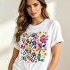 Unisex Colorful Wildflower Print Tshirt Floral Bouquet Graphic Casual Short Sleeve Round Neck Botanical Tee Top White Black