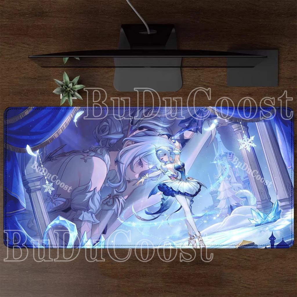Tastatură și Mousepad Gaming Odette Genshin Impact PC Cauciuc Overlock Mousepad Birou Bază Anti-alunecare Imprimare HD Covor de Birou XXL
