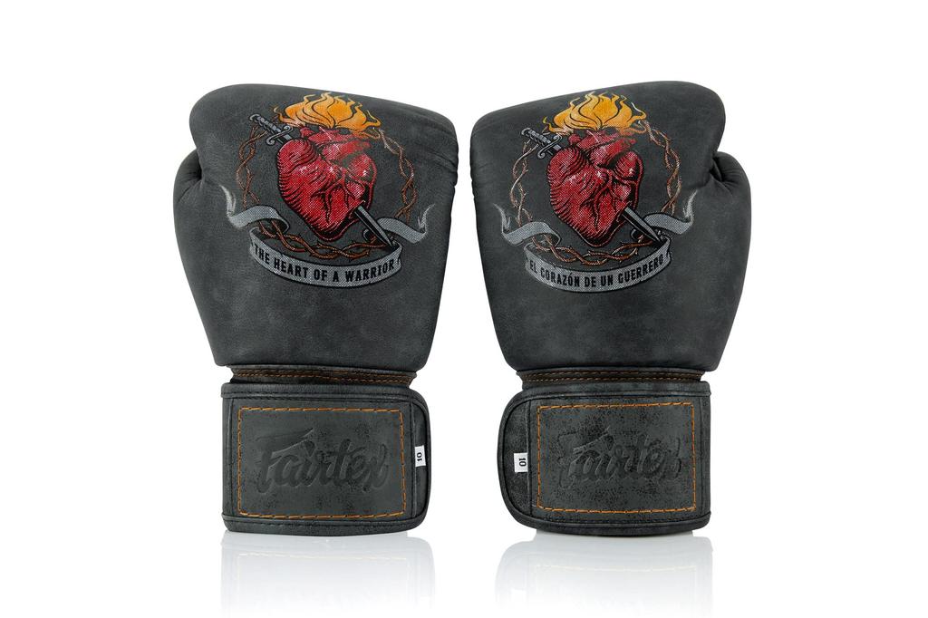 Fairtex Heart of a Warrior Boxing Gloves Fairtex Muay Thai Gloves with Syntek Leather Foam Tom Atencio Collaboration MMA Kickboxing Multi-Layer