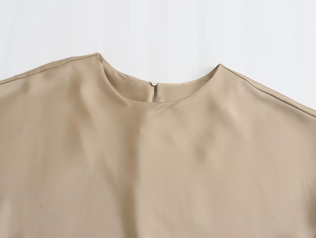 ZARZ European & American Style Versatile Women's Silk Satin Midi Dress
