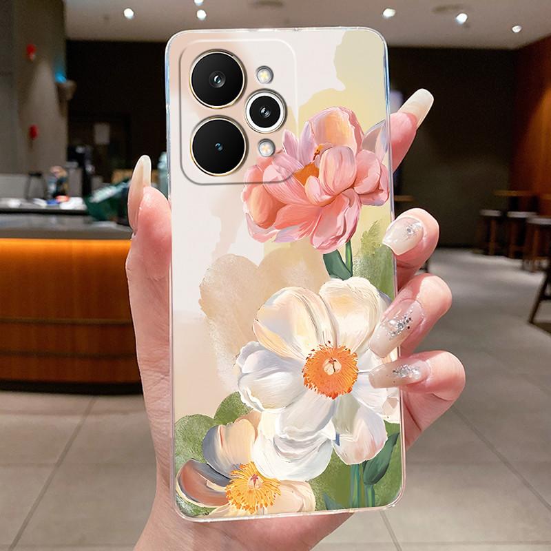 For Realme 15 Pro 15T 5G Elegant Flower Butterfly Bow Phone Funda Cover RMX5106 RMX5101 Soft Silicone Transparent TPU Jelly Case