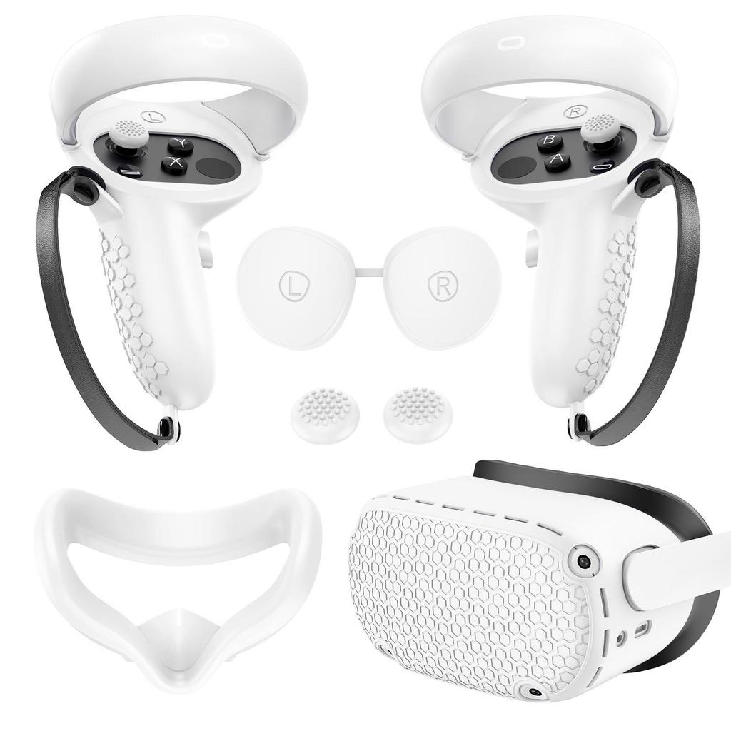 Five-Piece Silicone Protective Case Set for Meta/Oculus Quest 2: VR Controller and Main Unit Covers