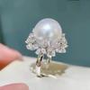 Vintage Elegant Luxury Flower Imitation Pearl Ring Women's Daily Party Bridal Accessories Christmas and New Year Gifts