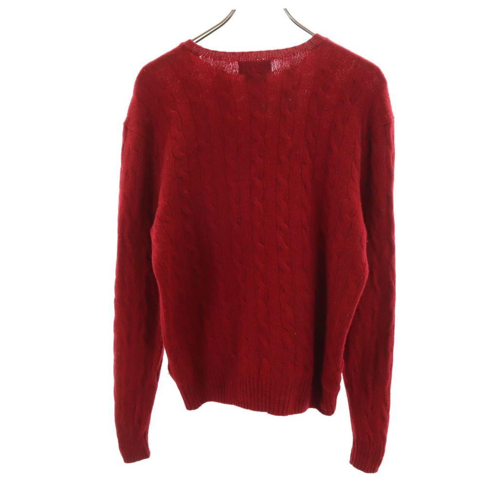 POLO RALPH LAUREN wool blend Long sleeve cable sweater M Red knit Women Used
