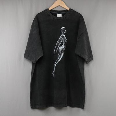 The Weeknd Silver Girl Statue Washed Vintage T-Shirt Hajime Sorayama Pop RapHeavyWeight Cotton Tee Men T Shirt New Tshirt Womens