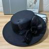 Autumn and winter fashion versatile elegant woolen top hat female British mesh flower top hat female face versatile