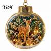 Decorative Props for Holiday Gatherings Christmas 3D Faux Crystal Ball Hanging Ornaments with Warm LED Coordinated Tree Supplies Lights, Luminous
